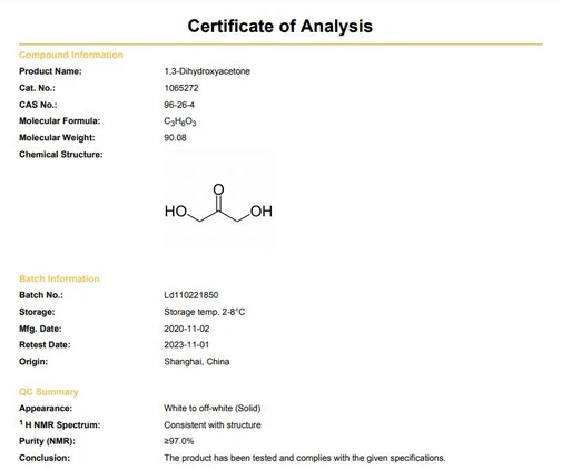 CAS 96-26-4 1,3-Dihydroxyacetone COA | Shaanxi BLOOM Tech Co., Ltd CAS 96-26-4 1,3-Dihydroxyacetone COA | Shaanxi BLOOM Tech Co., Ltd