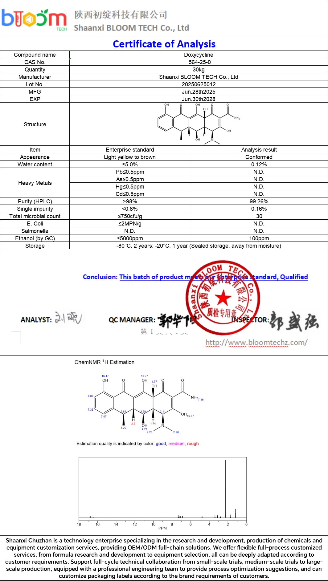 Doxinyl COA | Shaanxi BLOOM Tech Co., Ltd Doxinyl COA | Shaanxi BLOOM Tech Co., Ltd